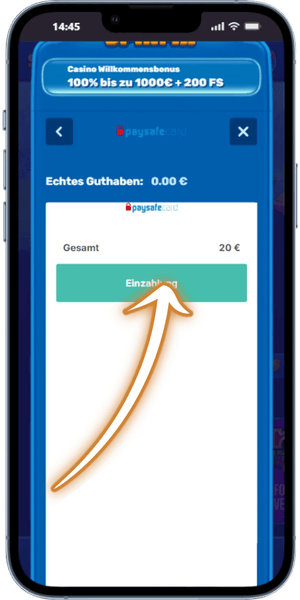 Betrag eingeben und Einzahlung bestätigen