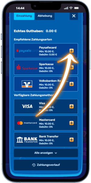 Paysafecard als Zahlungsart wählen